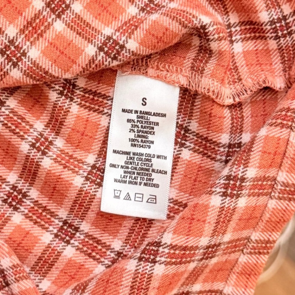 Aeropostale Womens Y2K Mini Dress S Orange‎ Plaid Preppy Retro Academia Fall - Picture 7 of 8